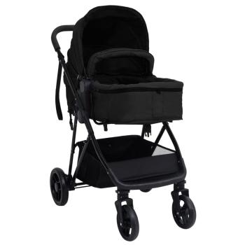 2-in-1 Kinderwagen Anthrazit und Schwarz Stahl