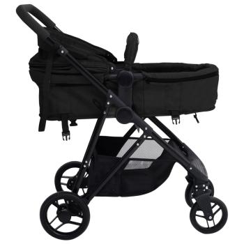 2-in-1 Kinderwagen Anthrazit und Schwarz Stahl