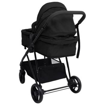 2-in-1 Kinderwagen Anthrazit und Schwarz Stahl