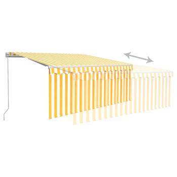 Markise Manuell Einziehbar mit Rollo & LED 3,5x2,5m Gelb & Weiß