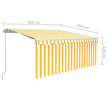 Markise Manuell Einziehbar mit Rollo & LED 3,5x2,5m Gelb & Weiß