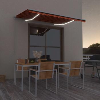 ARDEBO.de - Markise Manuell Einziehbar mit LED 300x250 cm Orange und Braun