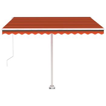 Markise Manuell Einziehbar mit LED 300x250 cm Orange und Braun