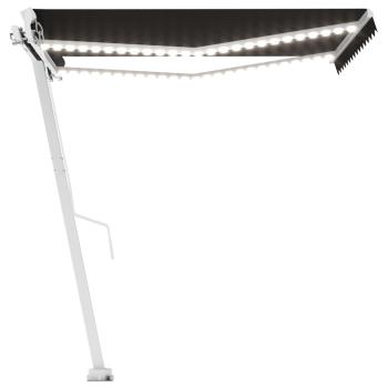 Markise Manuell Einziehbar mit LED 350x250 cm Anthrazit