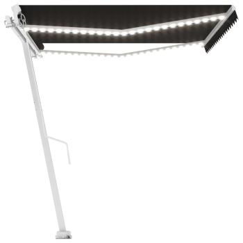 Markise Manuell Einziehbar mit LED 450x300 cm Anthrazit