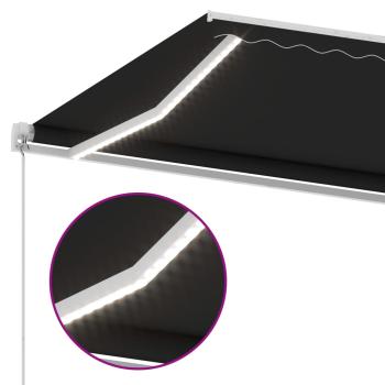 Markise Manuell Einziehbar mit LED 450x300 cm Anthrazit