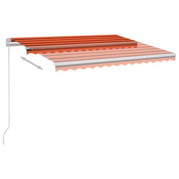 Markise Manuell Einziehbar mit LED 350x250 cm Orange Braun