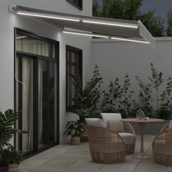 Markise mit LED-Beleuchtung Manuell Anthrazit & Weiß 350x250 cm