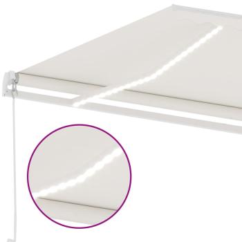 Markise Manuell Einziehbar mit LED 450x300 cm Creme