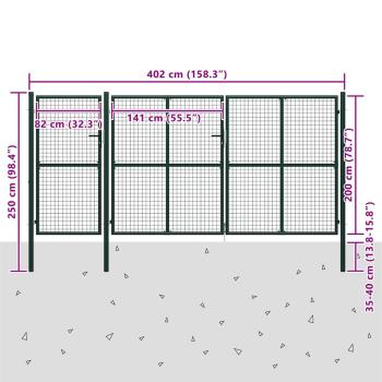 Gartentor Stahl 400 x 200 cm Grün
