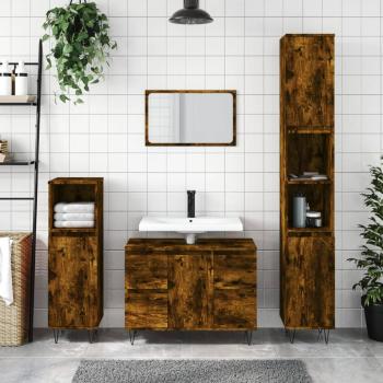 ARDEBO.de - Badschrank Räuchereiche 80x33x60 cm Holzwerkstoff
