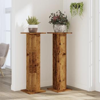 Pflanzenständer 2 Stk. Altholz-Optik 30x30x95 cm Holzwerkstoff