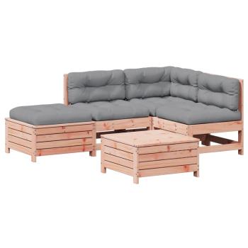 5-tlg. Garten-Lounge-Set mit Kissen Massivholz Douglasie