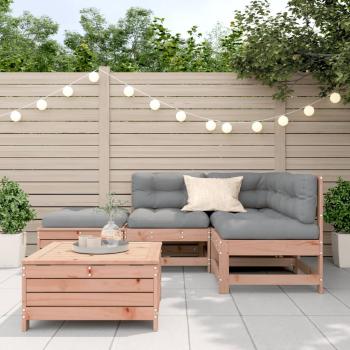 5-tlg. Garten-Lounge-Set mit Kissen Massivholz Douglasie