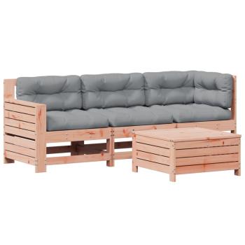 4-tlg. Garten-Lounge-Set mit Kissen Massivholz Douglasie