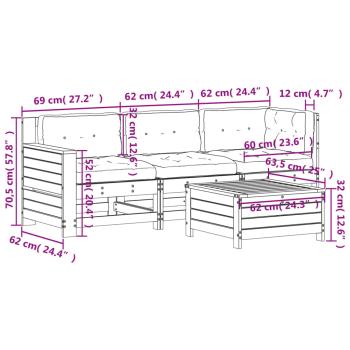 4-tlg. Garten-Lounge-Set mit Kissen Massivholz Douglasie