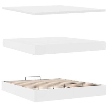 ARDEBO.de - Ottoman-Bett mit Matratze & LEDs Weiß 160x200 cm Kunstleder