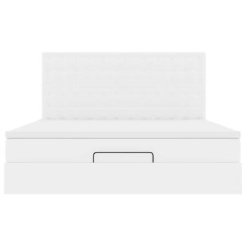 Ottoman-Bett mit Matratze & LEDs Weiß 160x200 cm Kunstleder