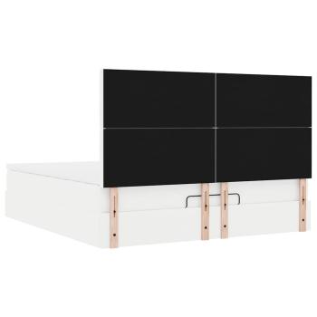 Ottoman-Bett mit Matratze & LEDs Weiß 160x200 cm Kunstleder