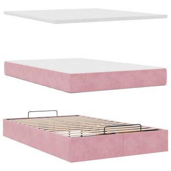 Ottoman-Bett mit Matratze Rosa 120x200 cm Samt