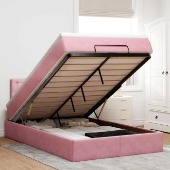 ARDEBO.de - Ottoman-Bett mit Matratze & LEDs Rosa 120x200 cm Samt