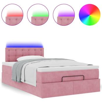 Ottoman-Bett mit Matratze & LEDs Rosa 120x200 cm Samt