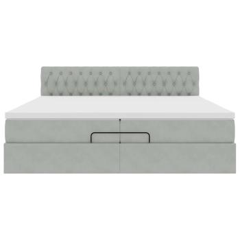 Ottoman-Bett mit Matratzen & LEDs Hellgrau 200x200 cm Samt