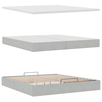 Ottoman-Bett mit Matratzen & LEDs Hellgrau 200x200 cm Samt