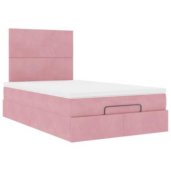 ARDEBO.de - Ottoman-Bett mit Matratzen & LEDs Rosa 120x200 cm Samt