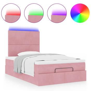 Ottoman-Bett mit Matratzen & LEDs Rosa 120x200 cm Samt