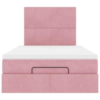 Ottoman-Bett mit Matratzen & LEDs Rosa 120x200 cm Samt
