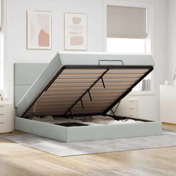 ARDEBO.de - Ottoman-Bett mit Matratzen Hellgrau 200x200 cm Samt