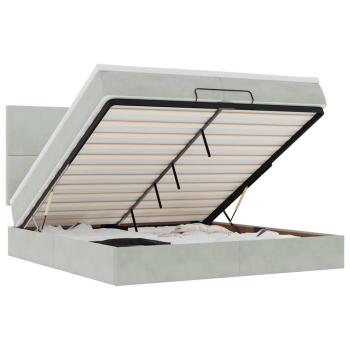 Ottoman-Bett mit Matratzen Hellgrau 200x200 cm Samt