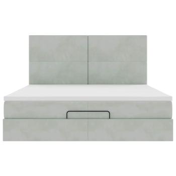 Ottoman-Bett mit Matratzen Hellgrau 200x200 cm Samt
