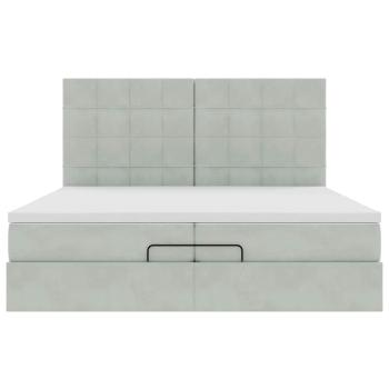 Ottoman-Bett mit Matratzen & LEDs Hellgrau 200x200 cm Samt