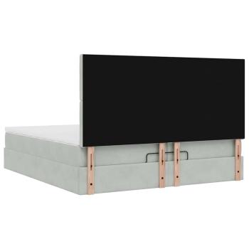 Ottoman-Bett mit Matratzen & LEDs Hellgrau 200x200 cm Samt