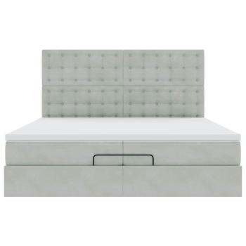Ottoman-Bett mit Matratzen & LEDs Hellgrau 200x200 cm Samt