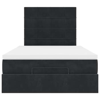 Ottoman-Bett mit Matratzen & LEDs Schwarz 120x200 cm Samt
