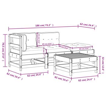 4-tlg. Garten-Lounge-Set mit Kissen Massivholz Douglasie