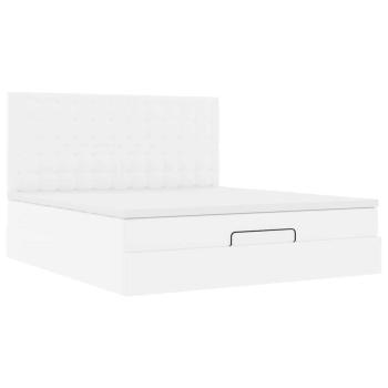 Ottoman-Bett mit Matratze & LEDs Weiß 180x200 cm Kunstleder