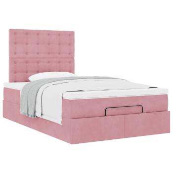 Ottoman-Bett mit Matratzen Rosa 120x200 cm Samt