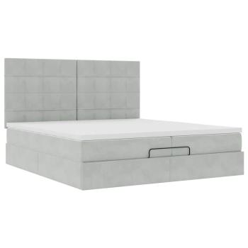 Ottoman-Bett mit Matratzen Hellgrau 200x200 cm Samt