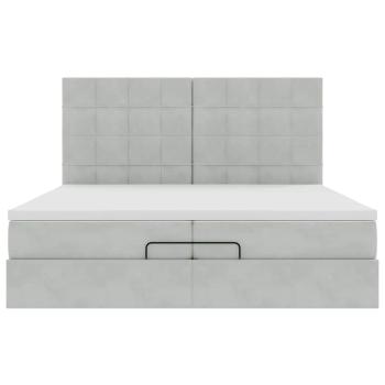 Ottoman-Bett mit Matratzen Hellgrau 200x200 cm Samt