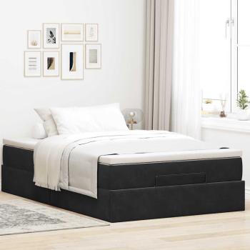 Ottoman-Bett mit Matratze Schwarz 120x200 cm Samt