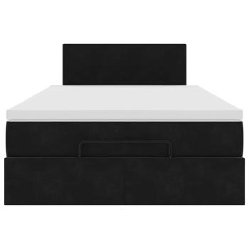 Ottoman-Bett mit Matratze & LEDs Schwarz 120x200 cm Samt