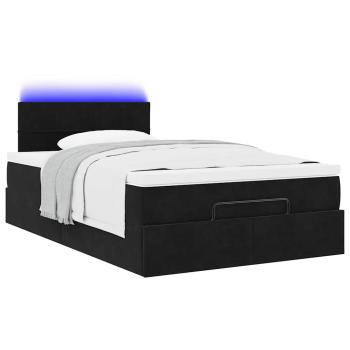 Ottoman-Bett mit Matratze & LEDs Schwarz 120x200 cm Samt