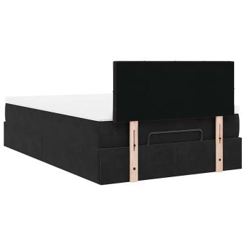 Ottoman-Bett mit Matratze & LEDs Schwarz 120x200 cm Samt