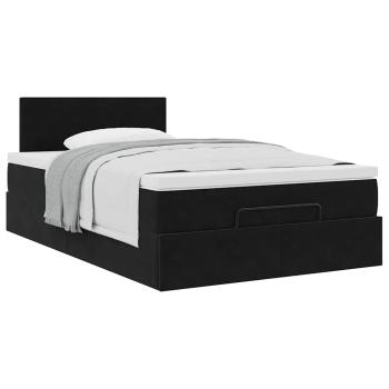 Ottoman-Bett mit Matratze Schwarz 120x200 cm Samt