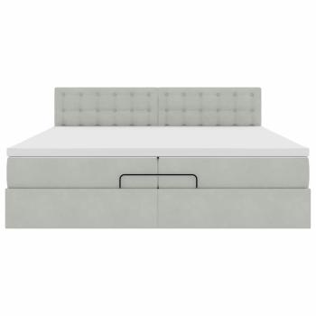 Ottoman-Bett mit Matratze Hellgrau 200x200 cm Samt