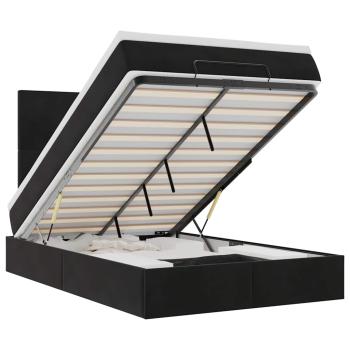 Ottoman-Bett mit Matratzen & LEDs Schwarz 120x200 cm Samt